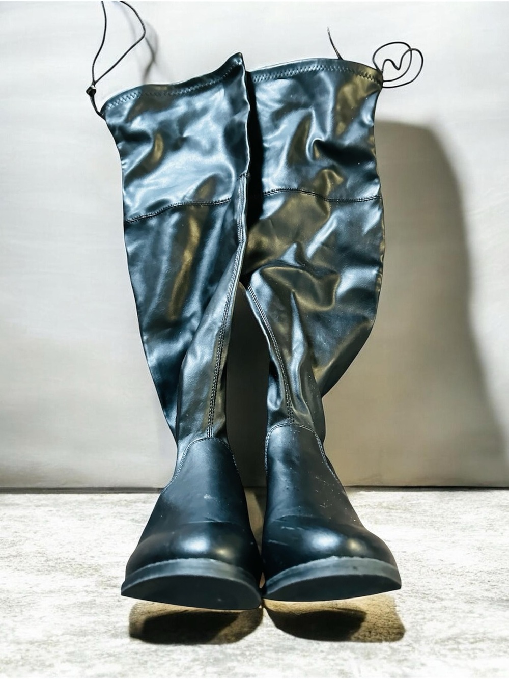 No Boundaries Black Over-The-Knee Faux Leather Boots